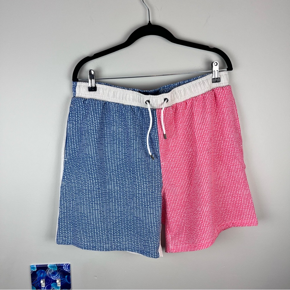 Simply Southern American Patriotic Pink White Blue Swim Beach Trunks Shorts XL